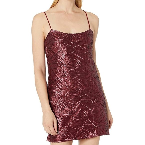 Cosmopolitan Dress the population small Kimberly sequin mini dress cranberry NWT - Picture 1 of 9